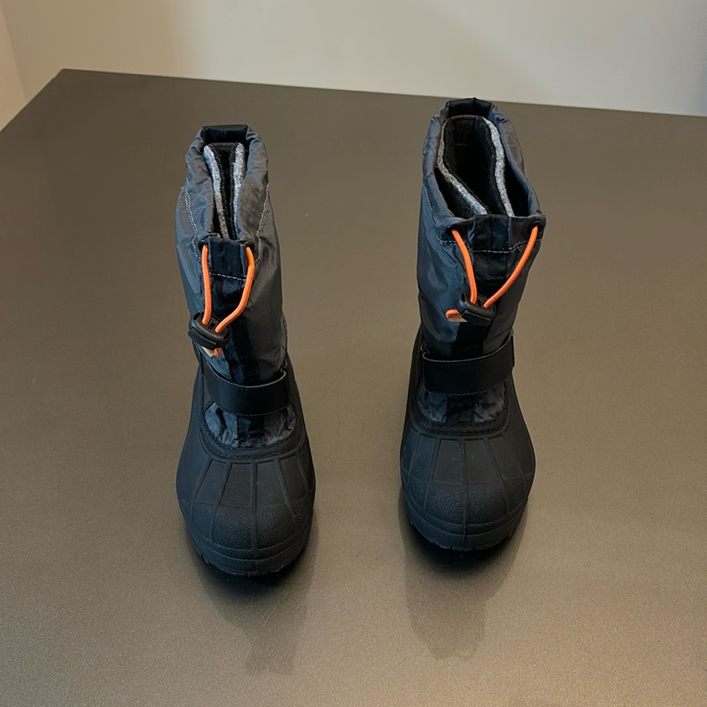 Columbia Kids Black and Orange Rain & Snow Boots